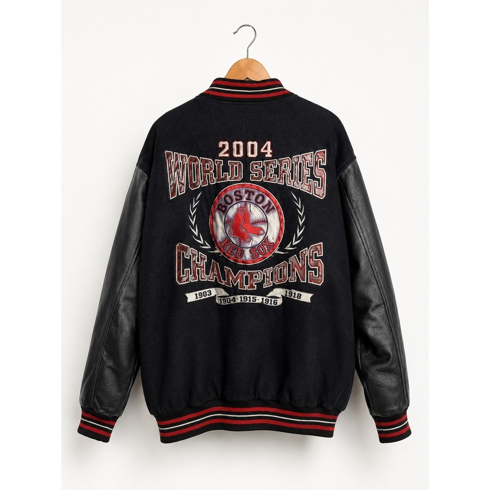 Boston Red Sox 2004 World Champs Reversible Varsity Jacket Wool Leather 4XL L300